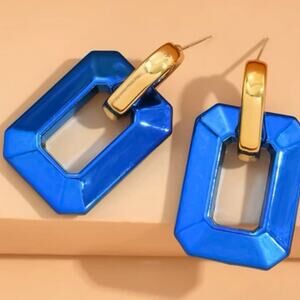 Metallic Blue Acrylic Link Earrings